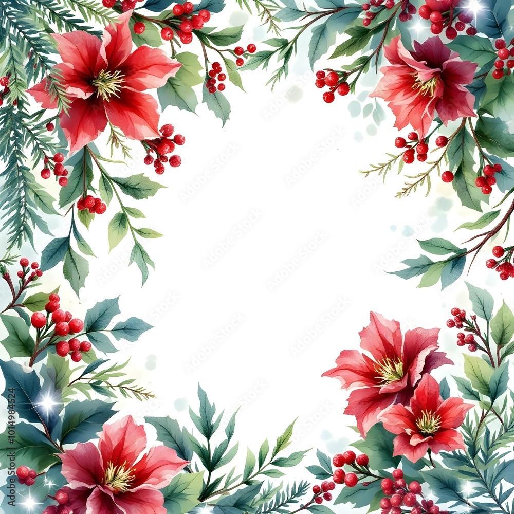 christmas frame with holly berries christmas frame with holly berries
