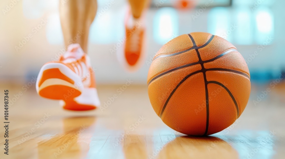 Dynamic Basketball Action in a Sports Gymnasium Dynamic Basketball Action in a Sports Gymnasium