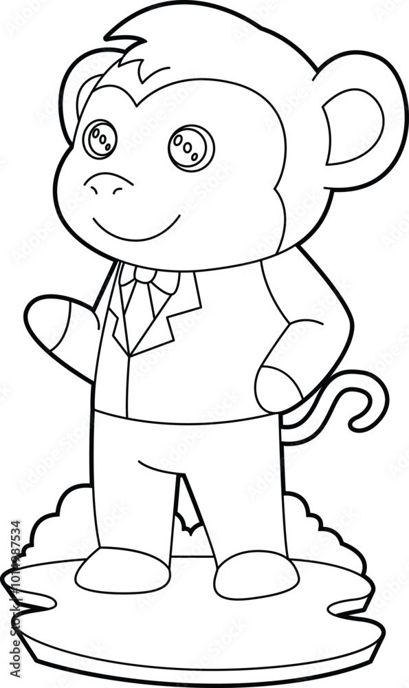 Fototapeta premium Monkey Groom Suit Wedding Animal Vector Graphic Art Illustration