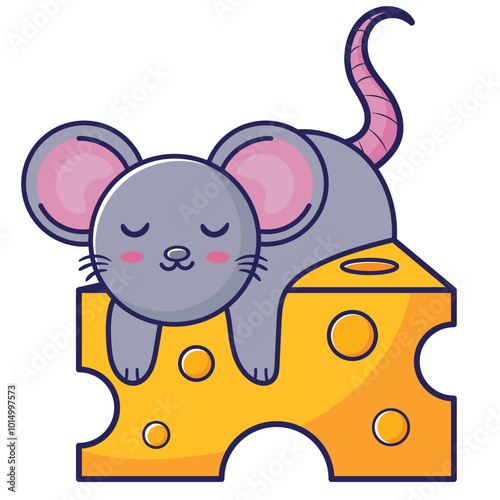 cute mouse on big cheese