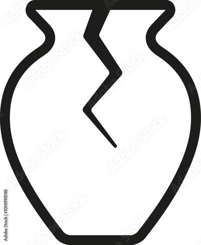 Broken jug icon. Clay jug with a crack. Vector. Line style.