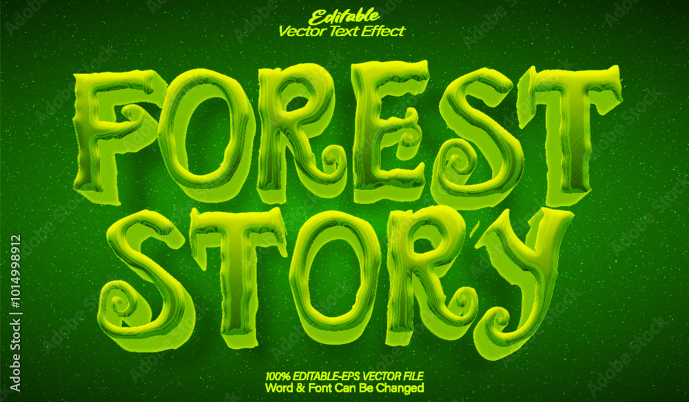 Naklejka premium Forest Story Vector Text Effect Editable Alphabet Fantasy Garden Fairy Magic