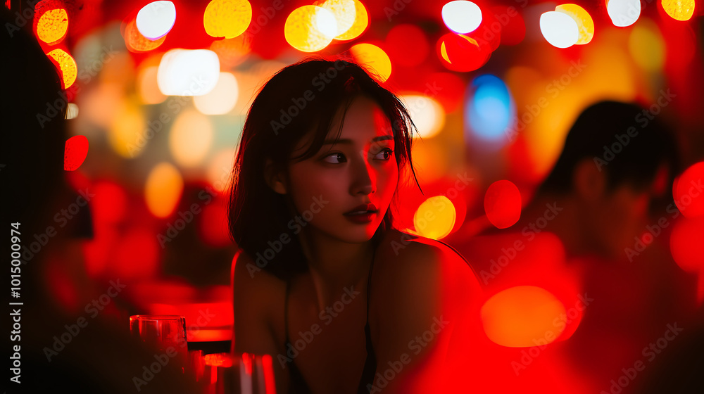 Asian woman candid photography at night Asian woman candid photography at night