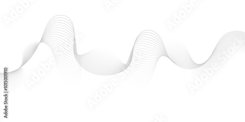 Gray wave curve lines abstract background with flowing particles. Digital energy waves technology concept. Modern backdrop design for business, presentation, banner.