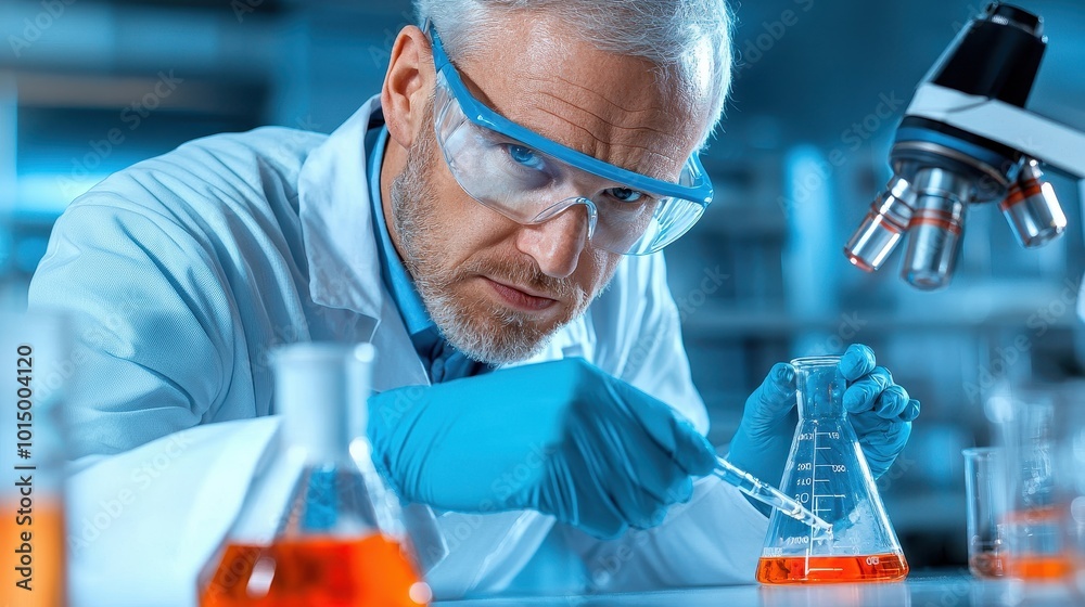 Chemical Engineer Conducting Risk Assessment in Lab Chemical Engineer Conducting Risk Assessment in Lab