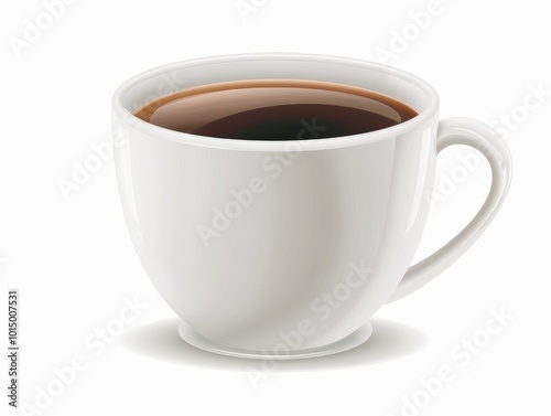 Wallpaper Mural A white coffee cup with a glossy finish, filled with hot coffee on a white background Torontodigital.ca