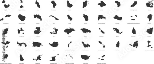 List of countries in North America. Vector illustration