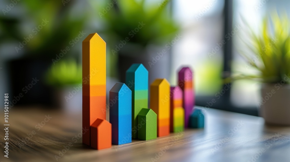 Futuristic Sales Growth Chart with Dynamic Colors on White Background Futuristic Sales Growth Chart with Dynamic Colors on White Background
