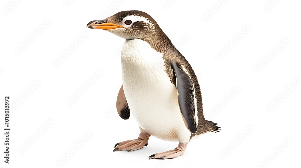 Fototapeta premium Yellow-eyed Penguin Bird on White Background, Photo Realistic, Wallpaper, Cover and Screen for Smartphone, PC, Laptop, 9:16 and 16:9 Format