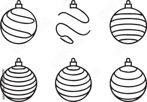 Modern Vector Set of Christmas Ball Variations, Sleek and Minimalist Designs for Versatile Holiday Projects. Perfect for Digital and Print Media