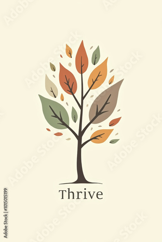 Thrive Logo mit bunten Blättern und stilisiertem Baum


