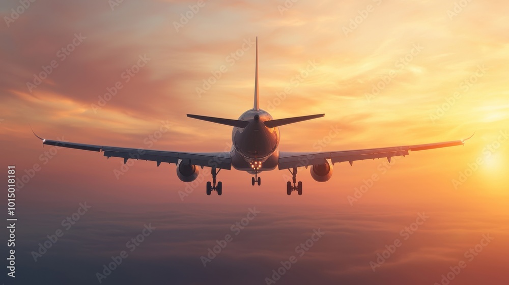 Airplane taking off into the sunset Airplane taking off into the sunset
