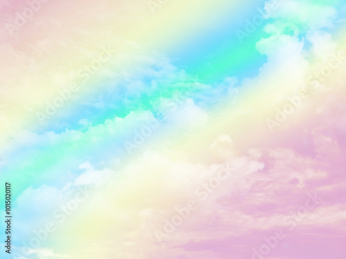 beauty sweet pastel violet and yellow colorful with fluffy clouds on sky. multi color rainbow image. abstract fantasy growing light