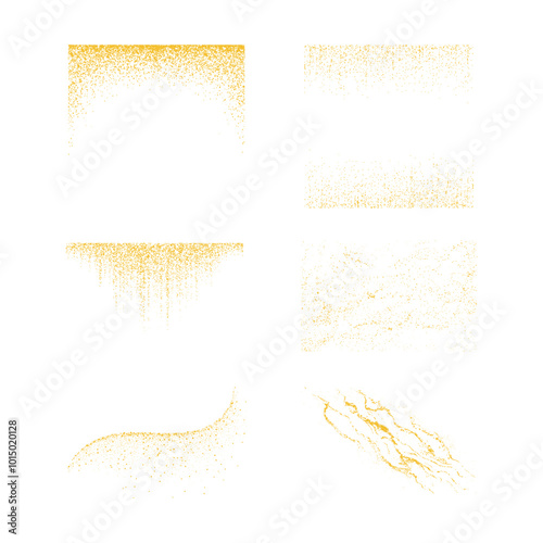 Set of abstract shiny gold glitter design elements 