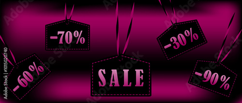 black friday sale tags in glam pink