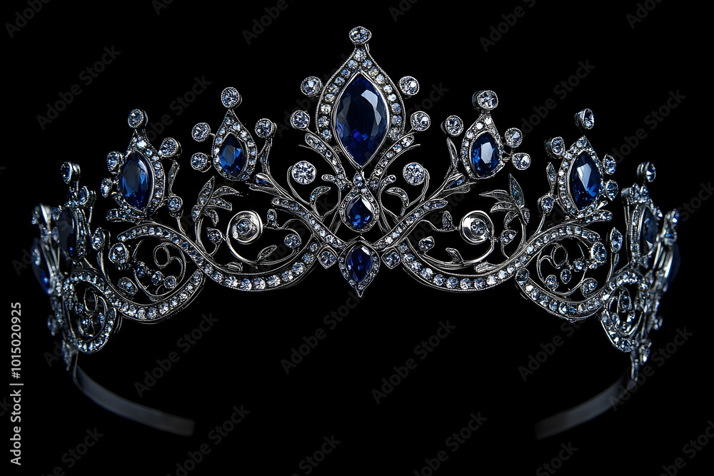 Silver Crown with Blue Gems Illustration Silver Crown with Blue Gems Illustration