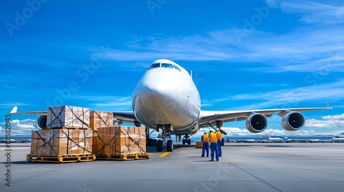 Cargo Plane Loading at Airport. photo