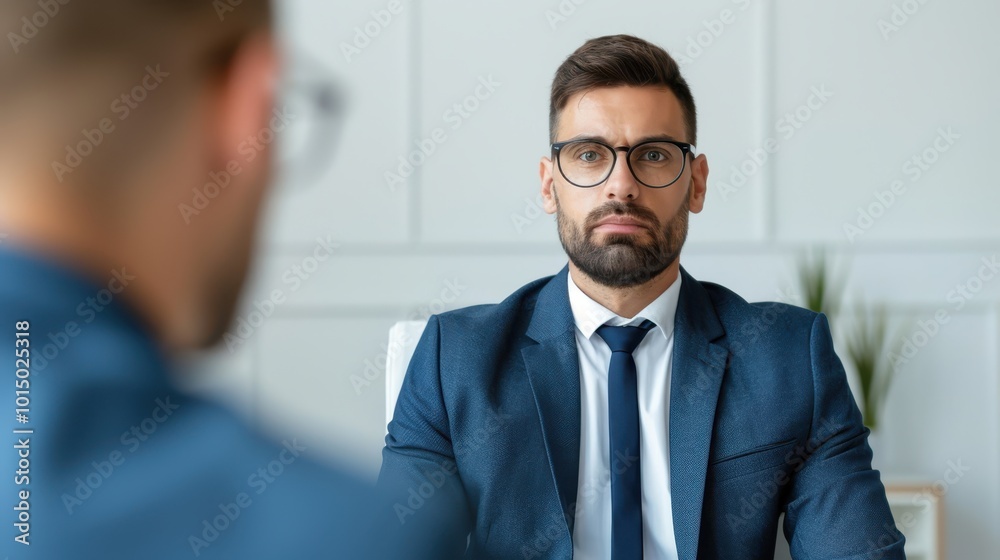 Man in Suit and Glasses Looking Directly at the Camera Man in Suit and Glasses Looking Directly at the Camera