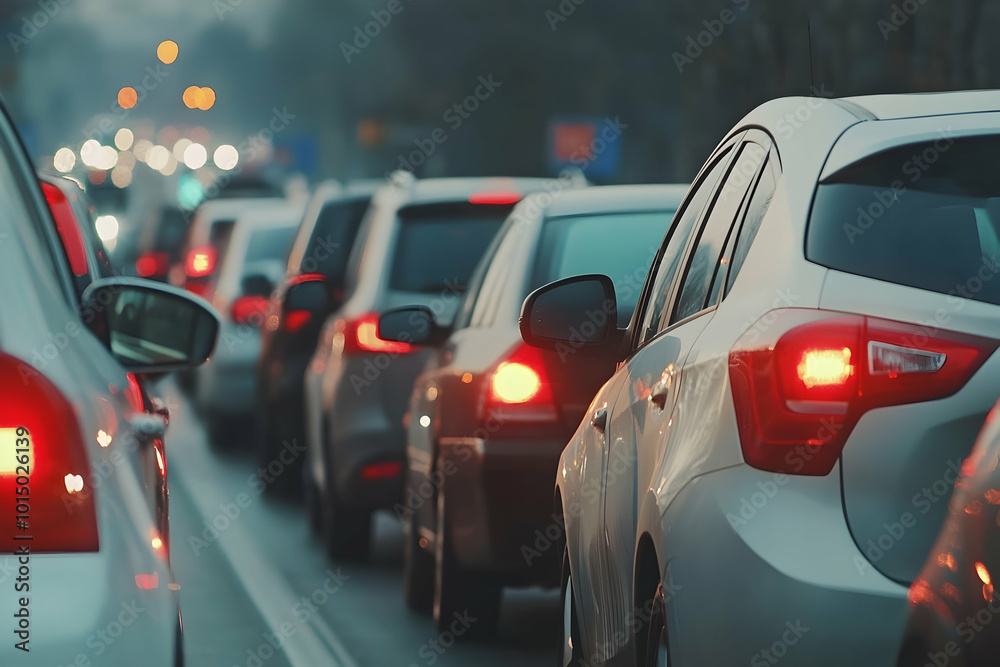Cars in Traffic at Dusk - Realistic Photo Cars in Traffic at Dusk - Realistic Photo