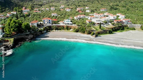 The village Kyparissi and the beach Megali Ammos in Lakonia, Greece