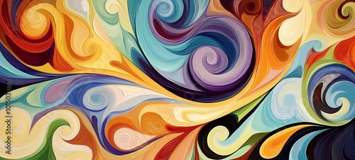 Vibrant Swirling Abstract Composition with Fluid Psychedelic Patterns Mesmerizing Digital Artwork with Captivating Organic Shapes and Movements