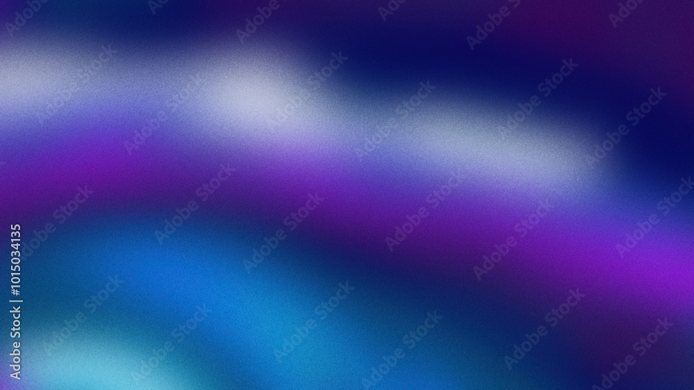 Distorted hues of purple and blue against a blue gradient background, complemented by a grainy noise texture effect, suitable for web banner and poster design layouts.