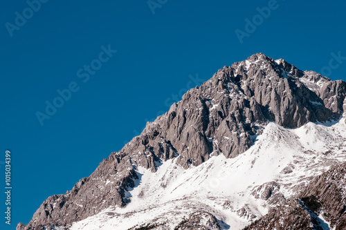 Close-up of Snow Mountain under pure blue sky