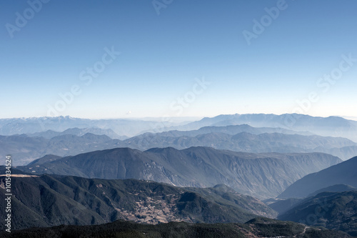 Overlooking the mountains from a high altitude