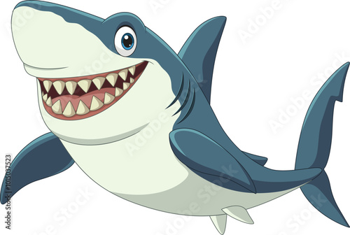 Illustration of cartoon happy shark