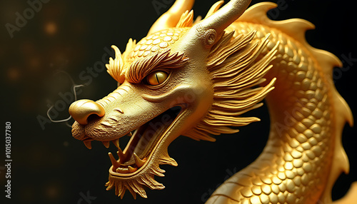 Craftsmanship at its finest with a golden dragon sculpture, ready to be admired for its artistry and symbolism._00001_