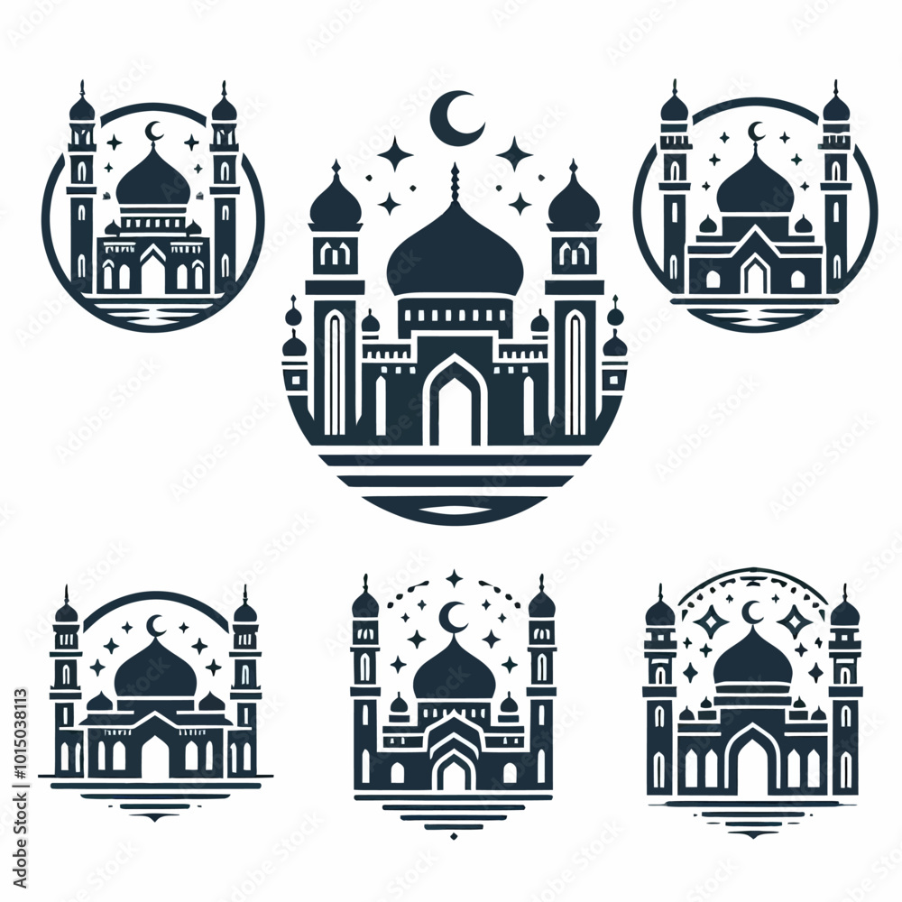 Fototapeta premium Symmetrical Mosque Logo set