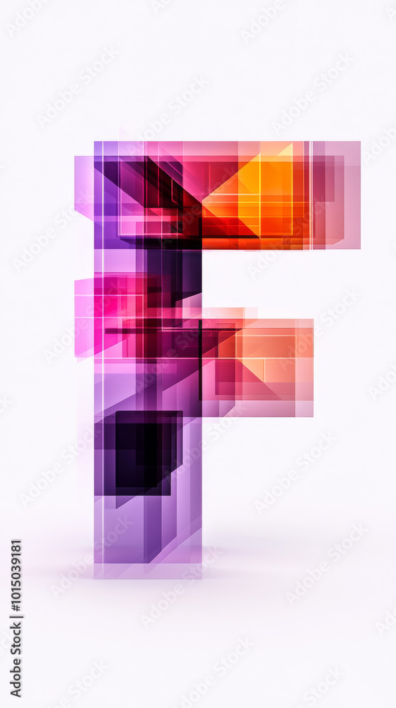 A colorful and abstract representation of the letter 'F' with a 3D effect and translucent layers. A colorful and abstract representation of the letter 'F' with a 3D effect and translucent layers.