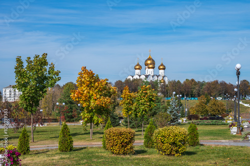 Assumption (Uspensky)  Cathedral in Yaroslavl. View from Yaroslavl Strelka. photo