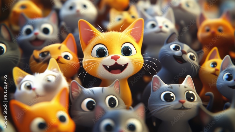 Cute Cartoon Cats Seamless Pattern 3d animation Cute Cartoon Cats Seamless Pattern 3d animation