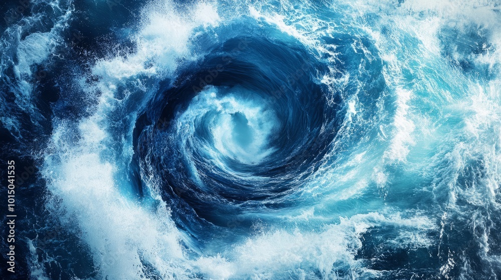 © Sirilak - A swirling ocean vortex showcasing powerful waves and motion.