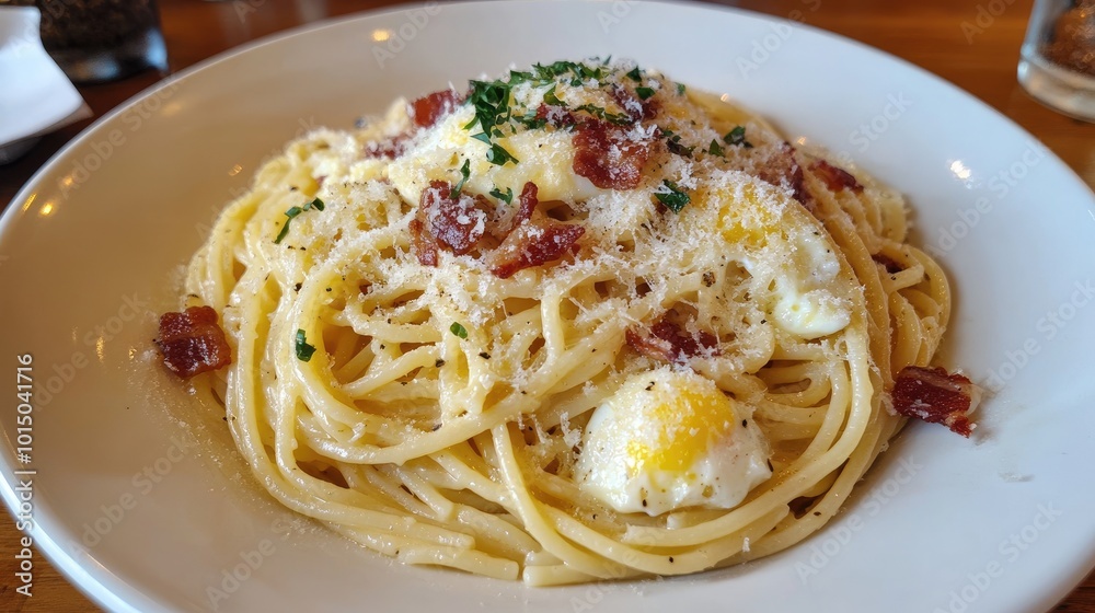 Delicious Spaghetti Carbonara with Creamy Egg and Bacon Delicious Spaghetti Carbonara with Creamy Egg and Bacon