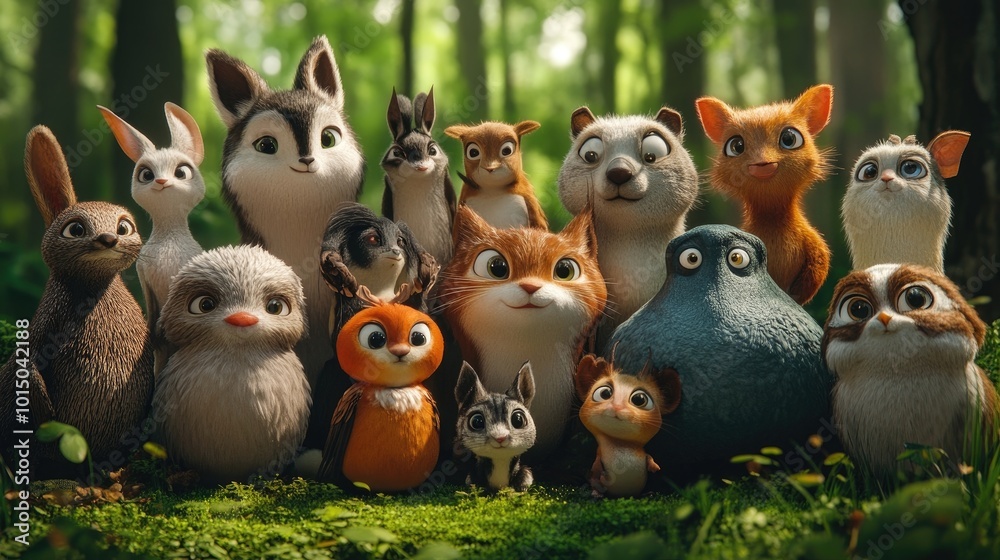 group of cartoon animals eyecatching optimized highquality realistic. group of cartoon animals eyecatching optimized highquality realistic.