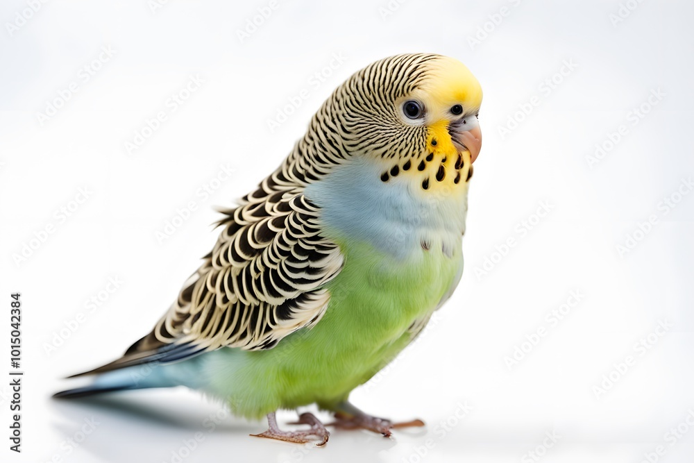 Fototapeta premium Budgerigar on white background, AI Generated