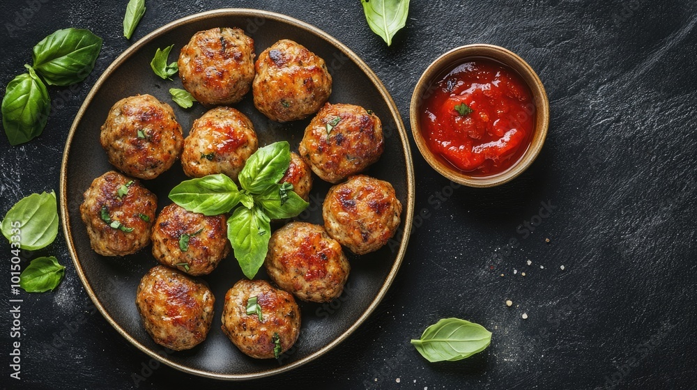 Savory Meatballs with Fresh Basil and Tomato Sauce Savory Meatballs with Fresh Basil and Tomato Sauce