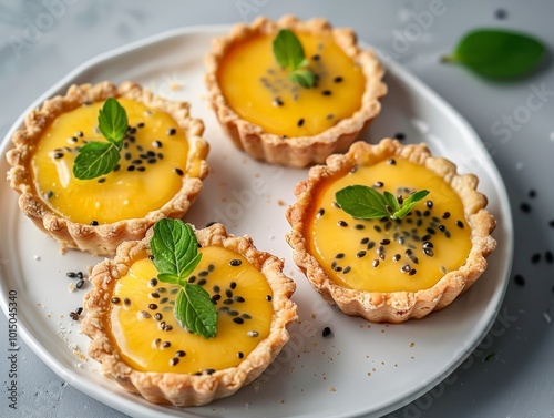 Lemon Tarts with Passion Fruit Seeds