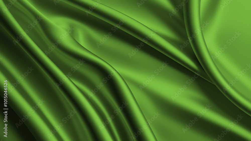 Obraz premium green satin background, smooth wave textile