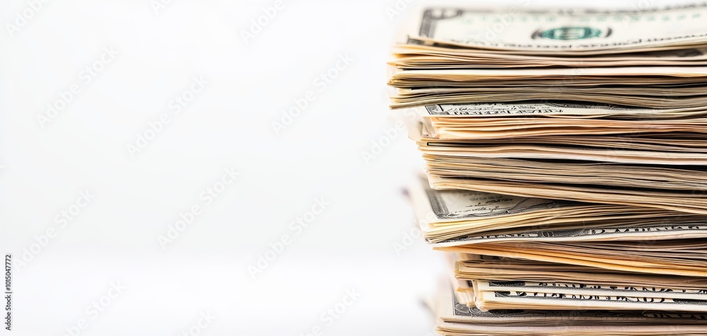 Stack of dollar bills, white isolate background. Stack of dollar bills, white isolate background.