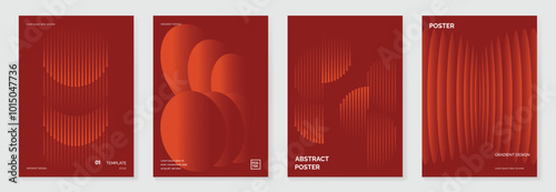 Modern gradient poster background vector set. Minimalist cover template with monotone perspective geometric prism shapes, halftone collection. Ideal design for social media, cover, banner, flyer.
