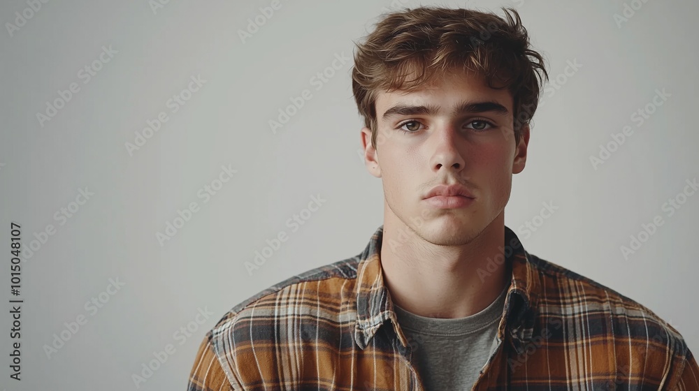 man in checkered red shirt portrait Generative AI man in checkered red shirt portrait Generative AI