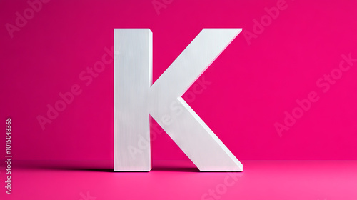 White letter K on a vibrant pink background.