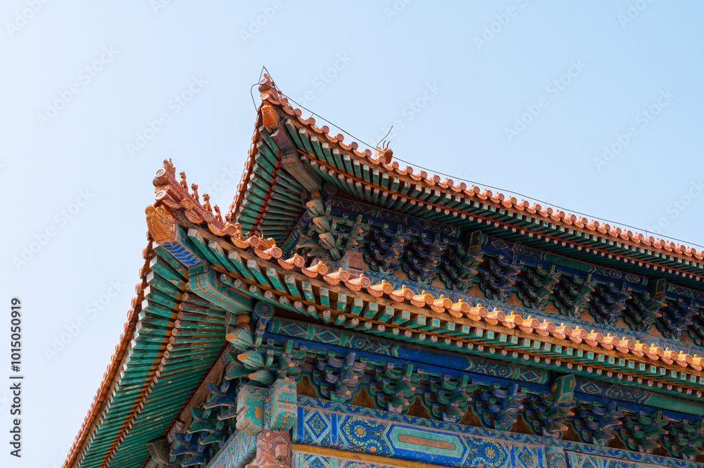 Close up of eaves of royal palace buildings in Qing Dynasty Close up of eaves of royal palace buildings in Qing Dynasty