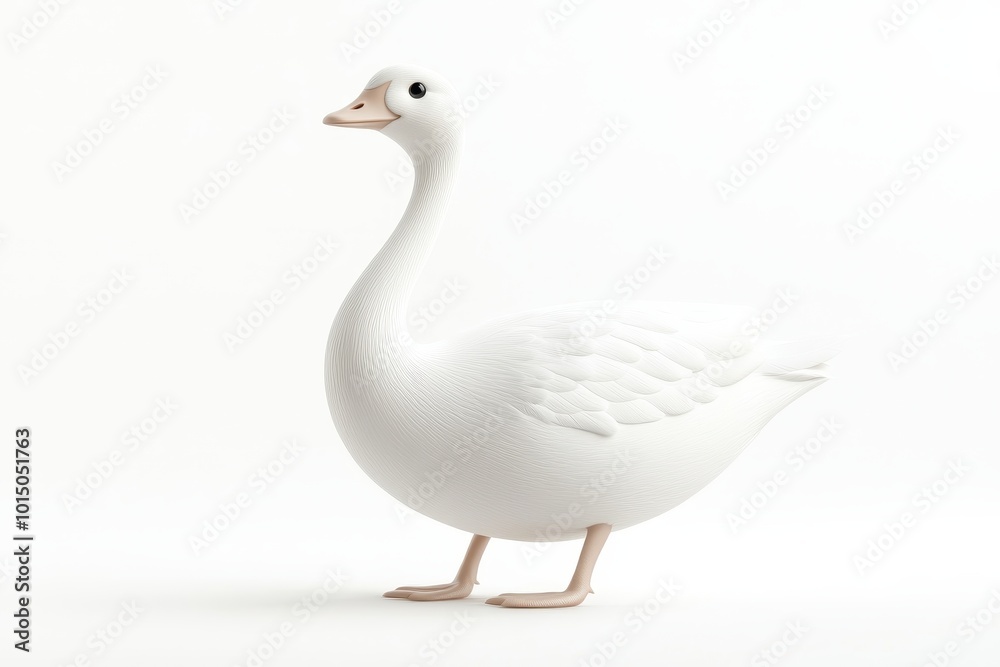 3D icon minimal on isolated white background, white duck figure on a minimalistic background, 3D rendering illustration 3D icon minimal on isolated white background, white duck figure on a minimalistic background, 3D rendering illustration
