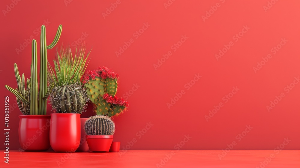 Digital 3d cactus border plant abstract graphic poster web page PPT background. Nature and botany concept for design, invitations, and print. wallpaper with copy space