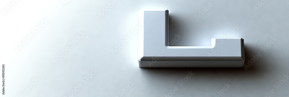 A simple, white, 3D rendered letter L. It is a single character on a white background, perfect for modern and minimalist designs. A simple, white, 3D rendered letter L. It is a single character on a white background, perfect for modern and minimalist designs.
