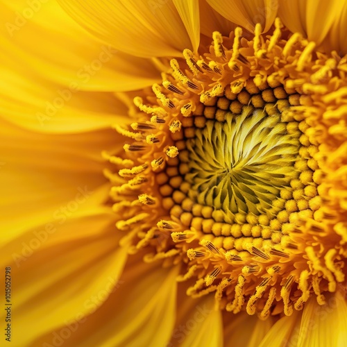 A macro shot of a yellow sunflower, focusing on the intricate center details and the soft texture of the petals